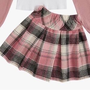 Girls Pink Plaid Pleated Skirt with  Elastic Waist in Cotton Blend Size 10Y